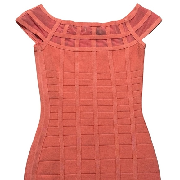 MARCIANO Bandage Bodycon Peach Orange Mini Dress‎ Size XS Sexy Guess Party - Picture 6 of 8